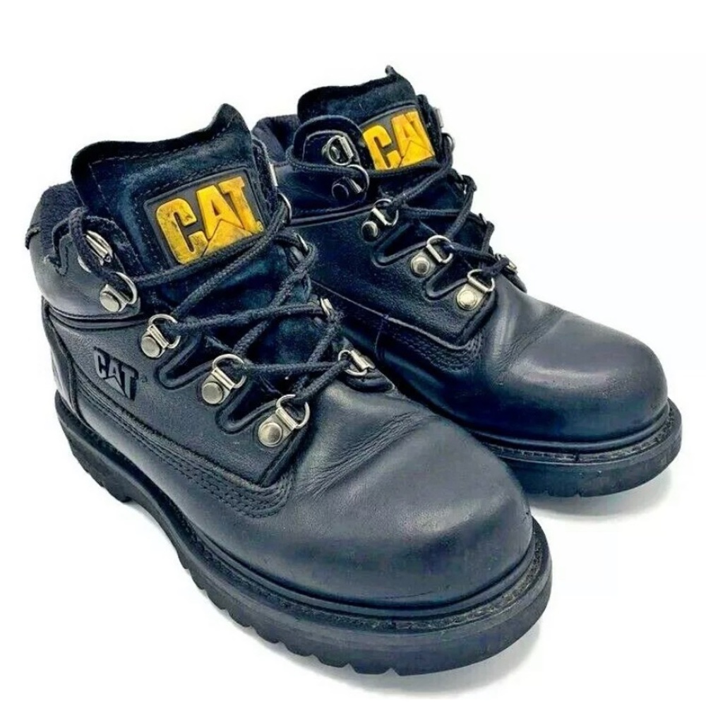 CAT Walking Machines Steel Toe Black Leather Boots